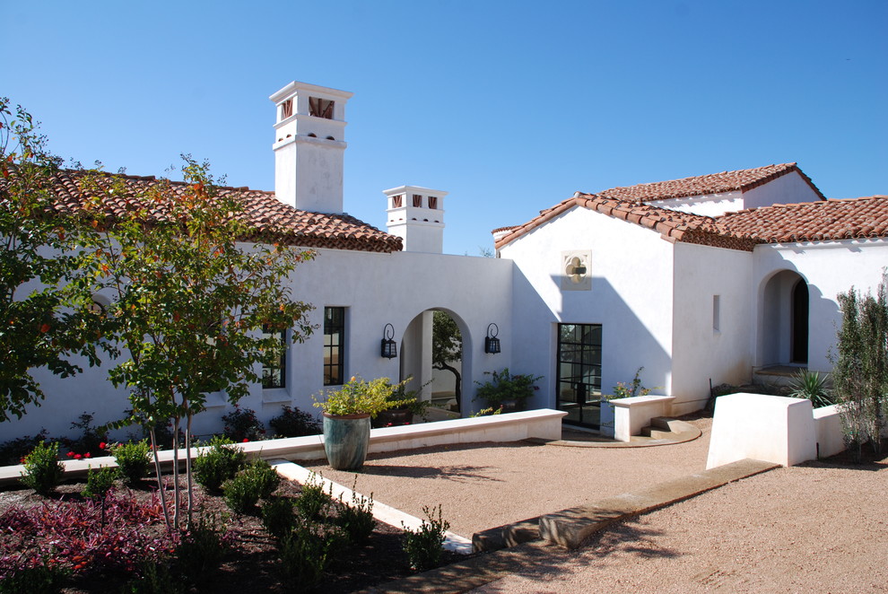 This is an example of a mediterranean stucco exterior in Austin.
