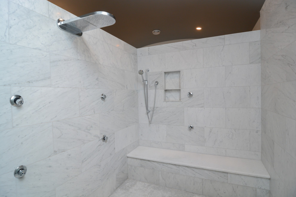 Example of an arts and crafts bathroom design in Boston