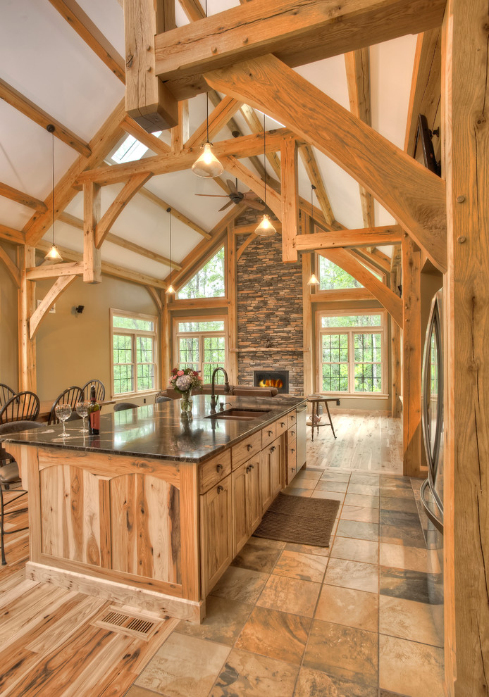 Mountain style home design photo in Cleveland