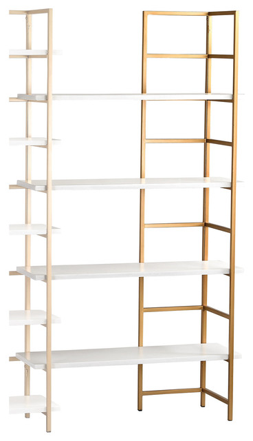 White And Gold Shelving Unit Extension Contemporary Display White And Gold Shelving Unit Extension