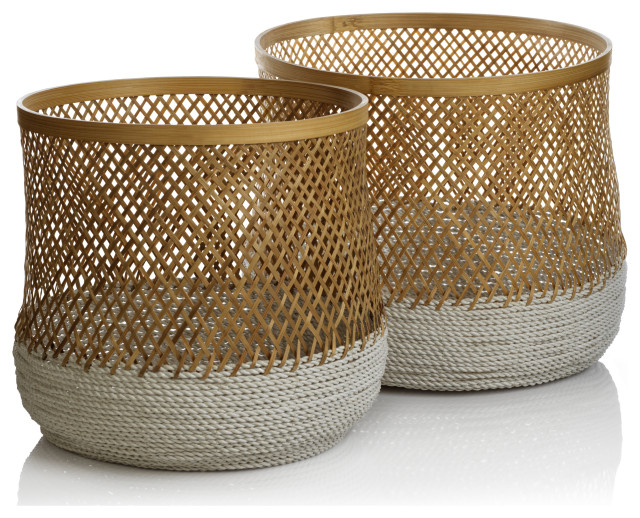 Ampang 2-Piece Set Bamboo and Raffia Baskets