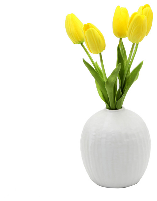 11.25”H 5 Realtouch Tulips in 5"H Vase Contemporary Artificial