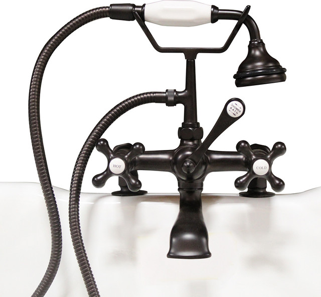 Clawfoot Tub Faucet, HandHeld Shower, 2" Deck Mount Risers