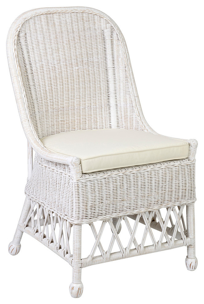 Kristine Rattan Side Dining Chair Tropical Dining Chairs by East