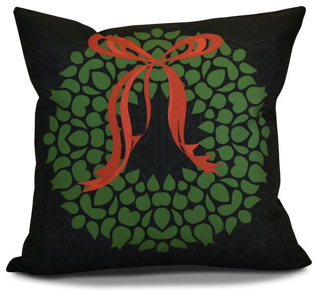 Decorative Outdoor Holiday Pillow, 16"x16" Contemporary Outdoor