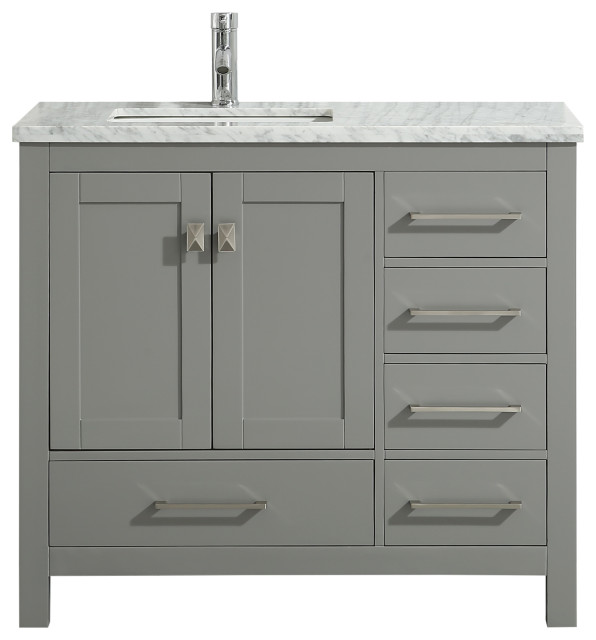Eviva London 42 X 18 Gray Transitional Bathroom Vanity With White Carrara Top Vanities And Sink Consoles By Llc Houzz Gray Transitional Bathroom Vanity, Eviva London Bathroom Vanity White 42