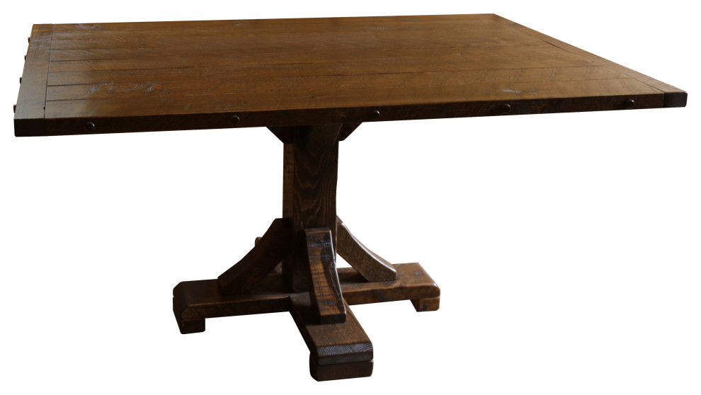 Barnwood Style Timber Peg Pedestal Dining Table, 36" X 36