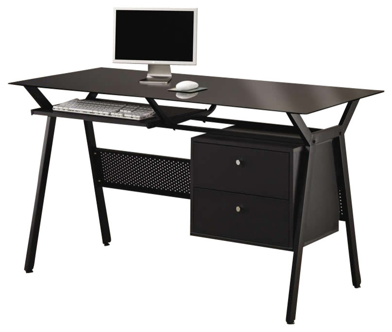 Coaster Weaving 2-Drawer Metal Computer Desk Black and Chrome