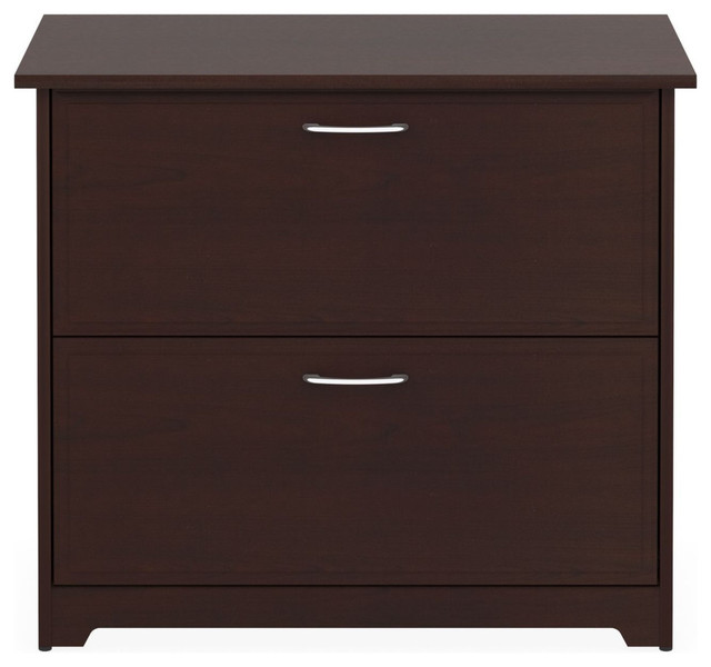 2 Drawer Lateral File Cabinet Cherry Wood Finish Transitional