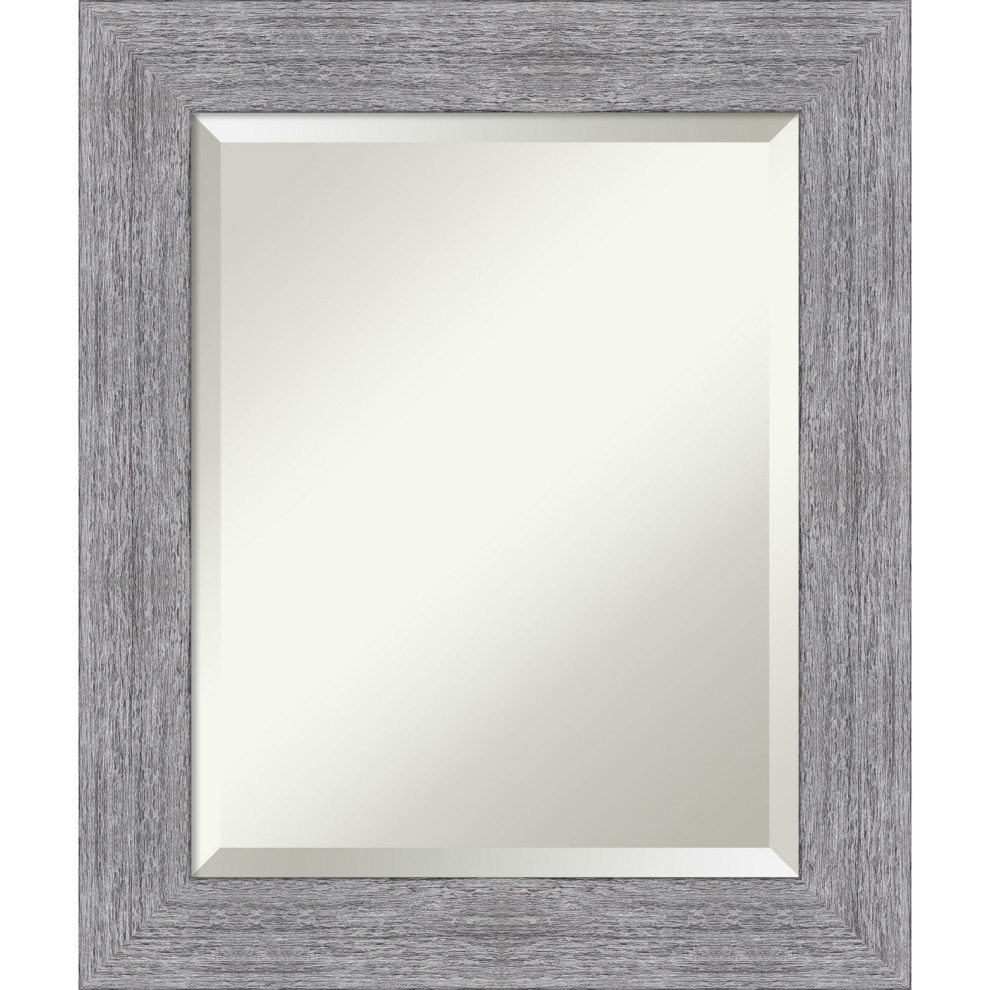 Bark Rustic Grey Beveled Bathroom Wall Mirror - 21 x 25 in.