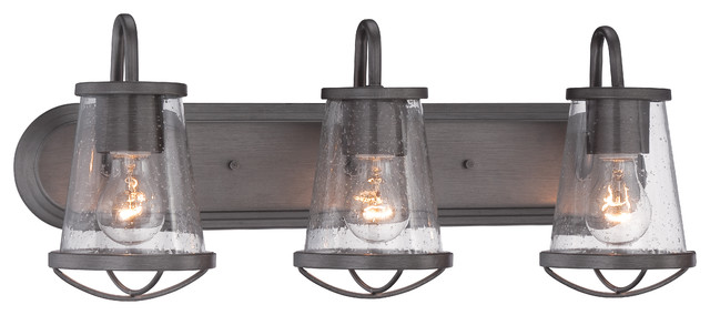 Darby 3 Light Bathroom Vanity Light in Weathered Iron
