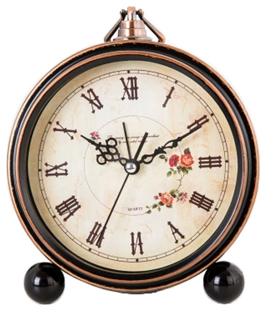 Elegant Silent Round Alarm Clocks Living Room Alarm Clock Desk Clock, C