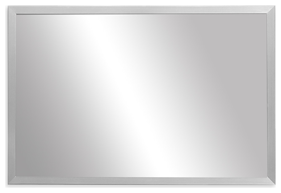 Ellis Brushed Chrome Framed Mirror Transitional Bathroom Mirrors