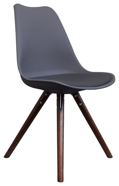 Scandi Style Dining Chair, Pyramid Walnut Legs, Charcoal Grey