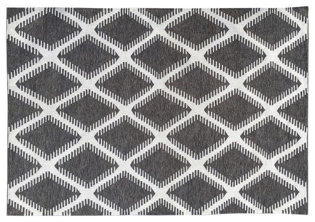 Petter Diamond Indoor/Outdoor Rug, Grey, 300x200 cm