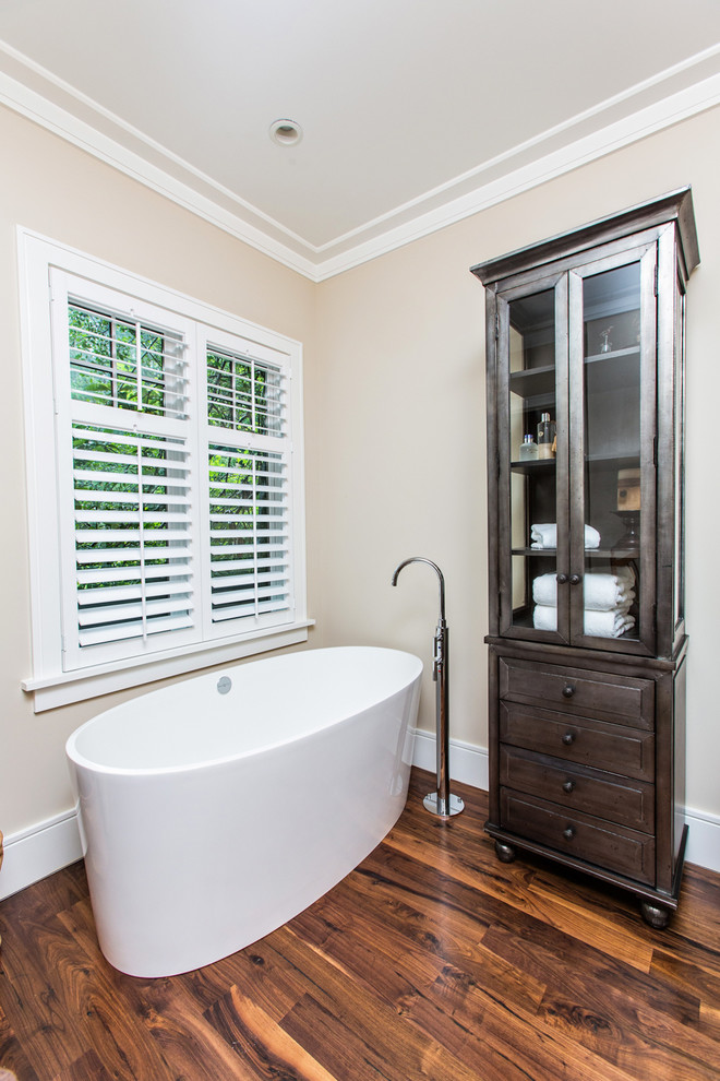 This is an example of a transitional bathroom in Charleston with a freestanding tub.