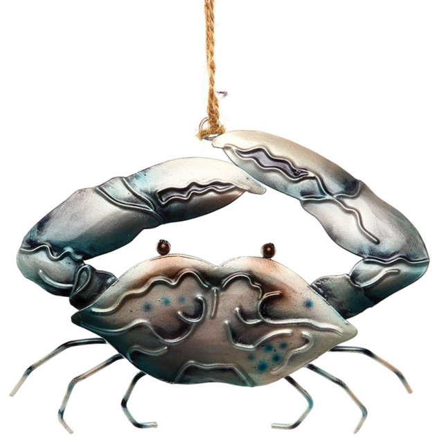 Silver Coloured Hand Painted Finish Crab Sea Resin Ornament Home Decor Figurine