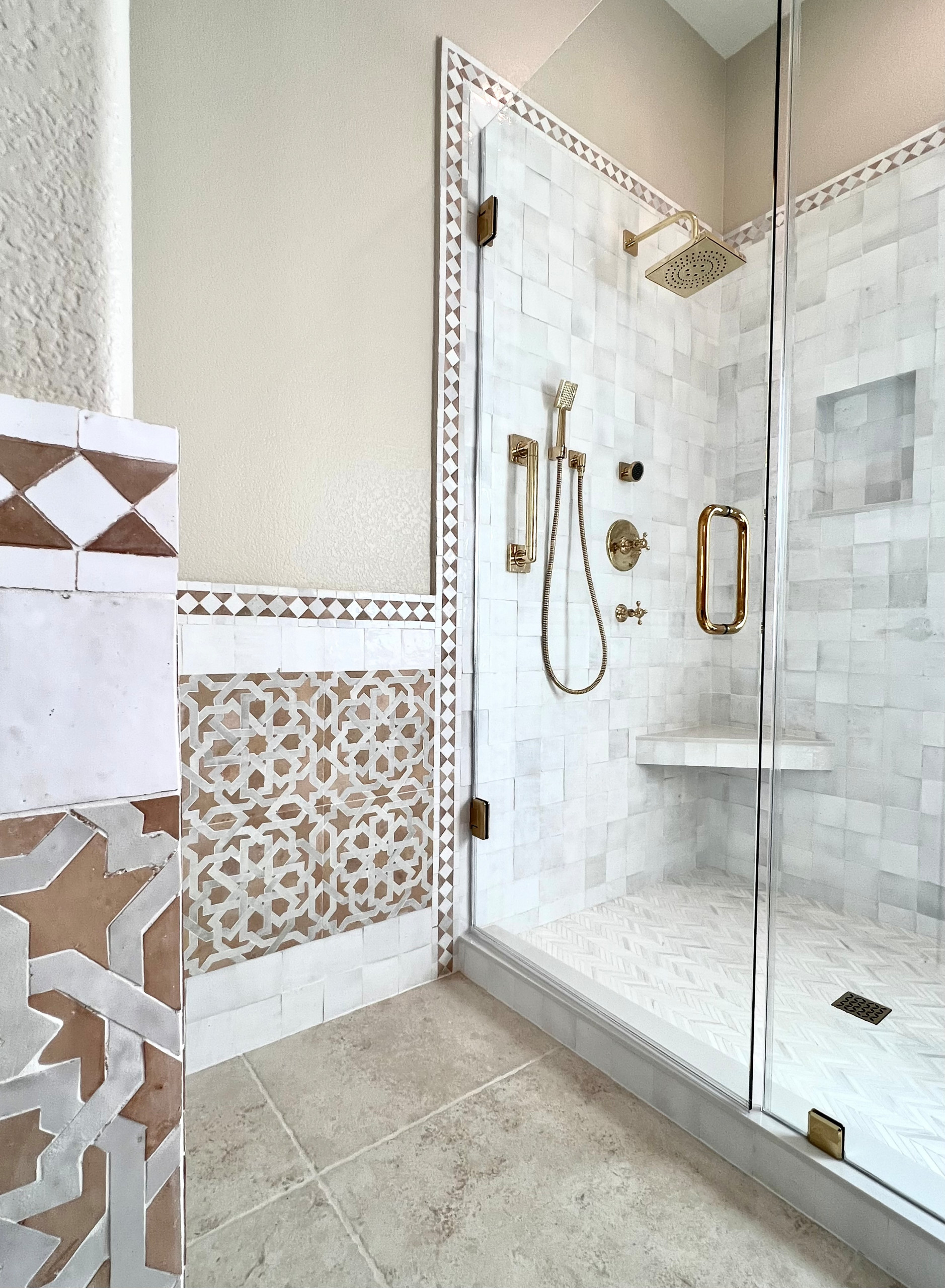 The Subtle Variations in Tile, Stone & Wood Create Depth & Cohesion