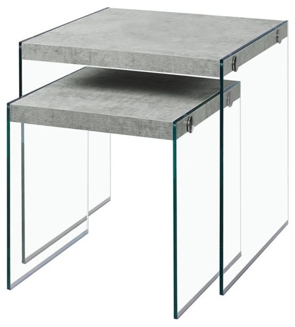 Pemberly Row 2 Piece Nesting End Table Set in Gray