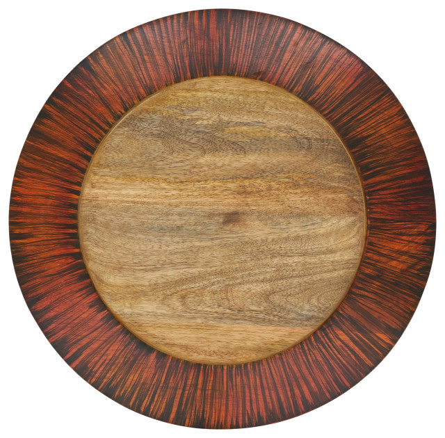 Farmhouse Style Woodland Charger Plate, Set of 4, Brown, 13"