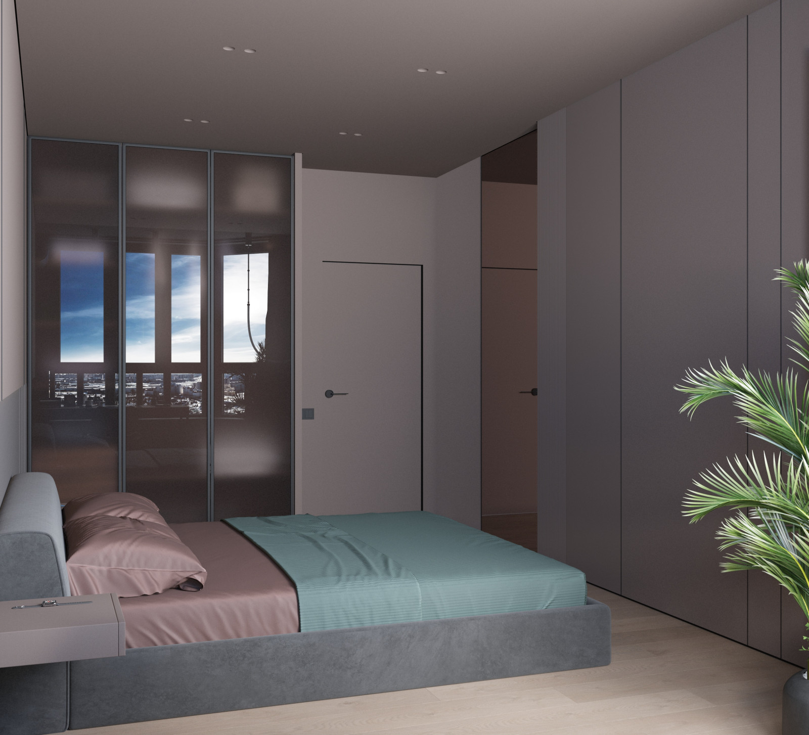 Стильная спальня с кабинетом