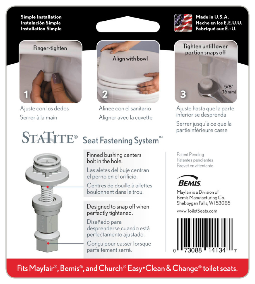 Mayfair 7MSTATITEKIT Toilet Seat Hinge Bolts, White Contemporary