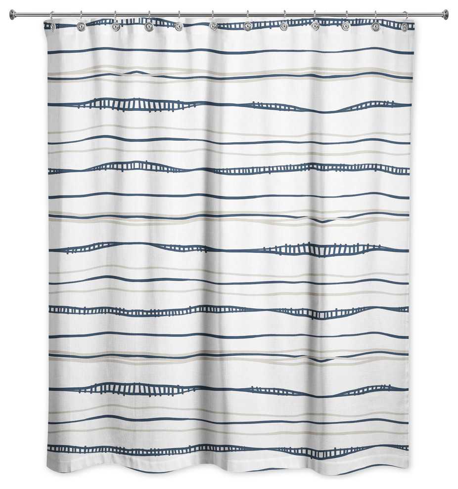 Navy Wavy Shower Curtain - Contemporary - Shower Curtains - by Designs ...