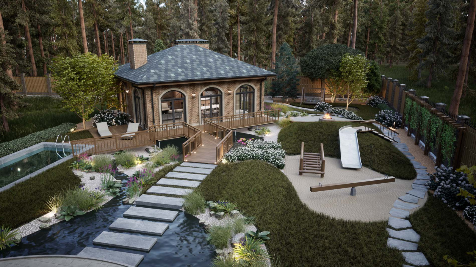 Остекленная беседка с бассейном