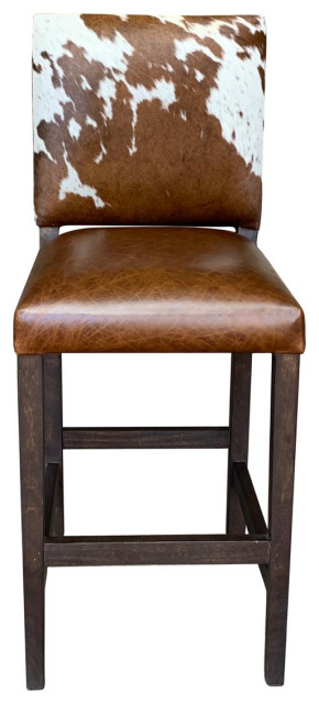 Modern Cowhide Counter Stool with Back, Set of 5 - Southwestern - Bar Stools And Counter Stools 