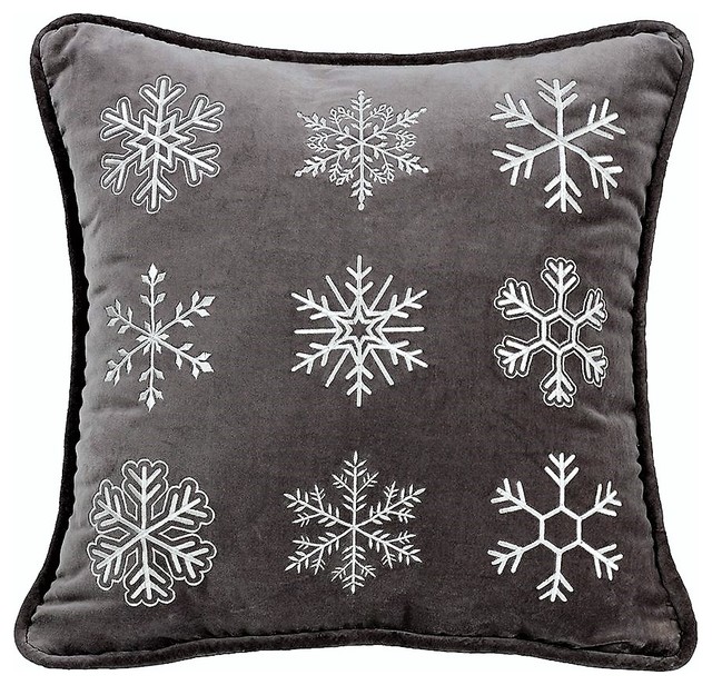 Velvet Snowflake Accent Pillow Contemporary Decorative Pillows