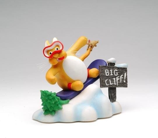 7.25" Multicolored "Tom's Cats" Snowboarder Themed Decorative Figurine