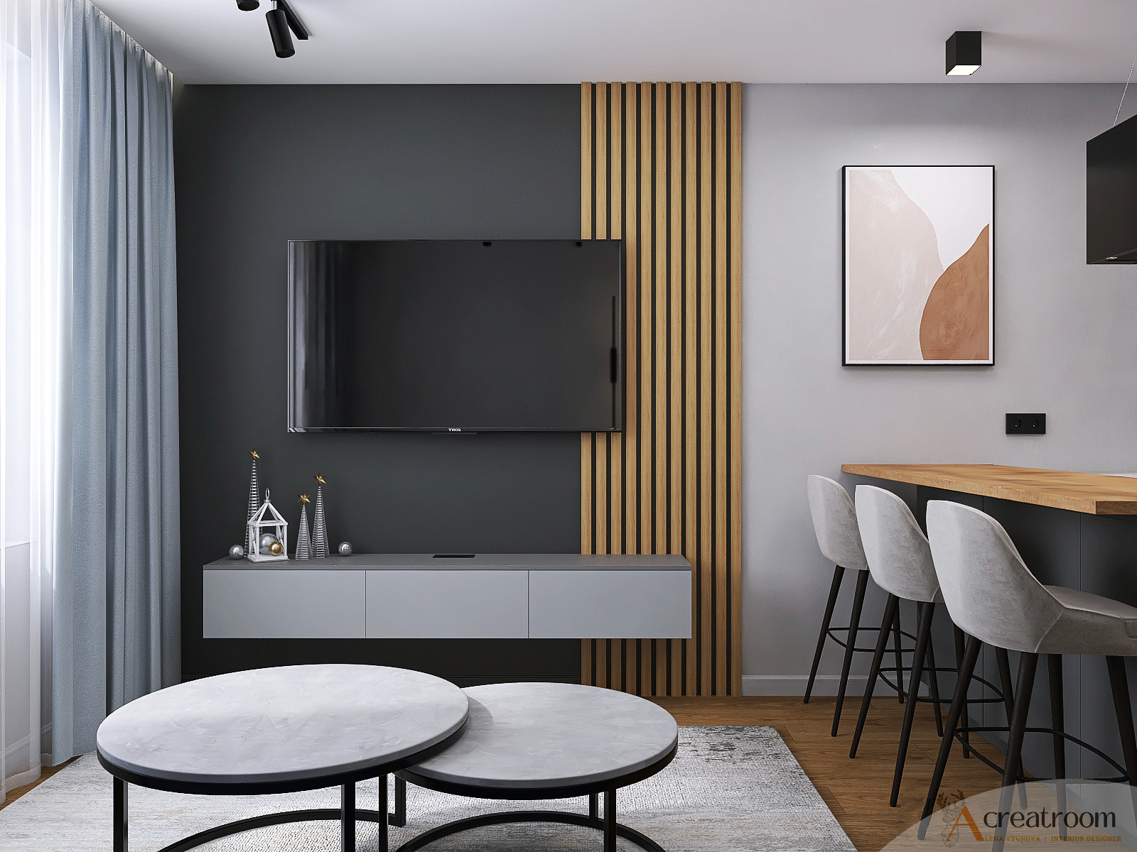 Проект прихожей и кухни-гостиной в ЖК Березовая Роща, г. Вологда