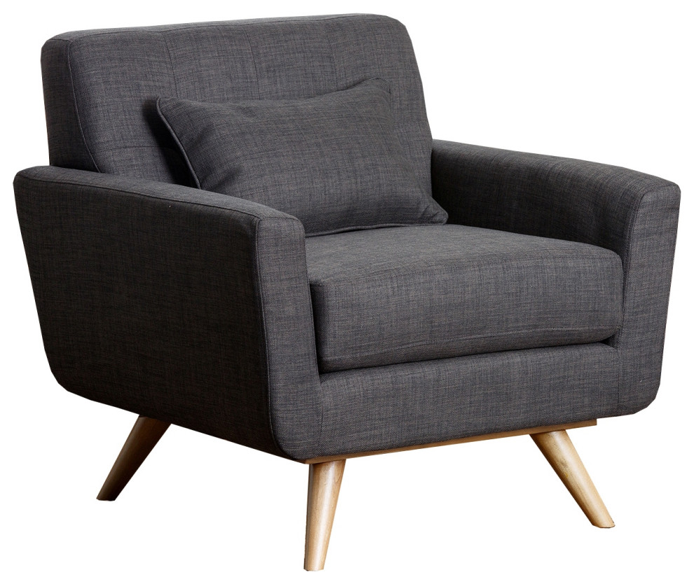 Bradley Gray Tufted Fabric Armchair Midcentury Armchairs And Accent Chairs by Abbyson Home