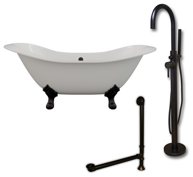 Cast Iron Double Ended Slipper Tub 71"x30" No Drillings Bronze Package