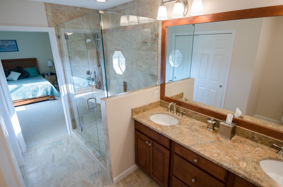 Design ideas for a large transitional bathroom in DC Metro.