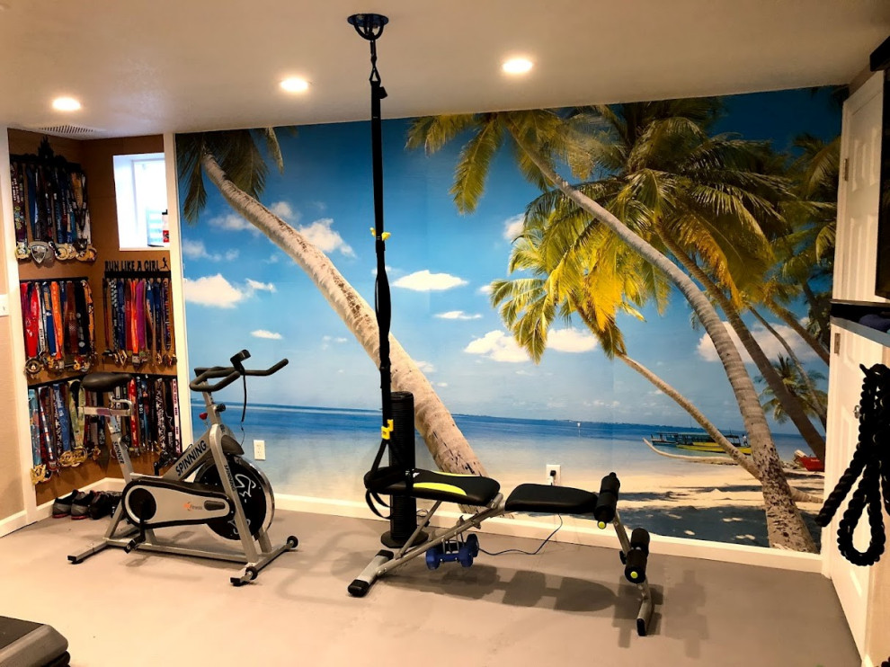 This is an example of a contemporary home gym in Denver.