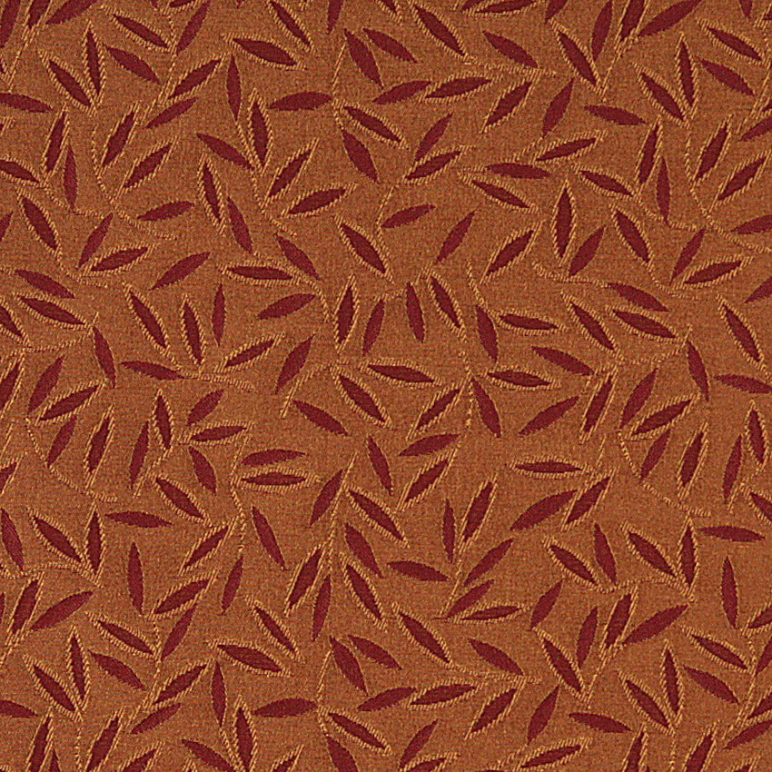 Red And Orange Floral Leaf Contract Grade Upholstery Fabric By The Yard