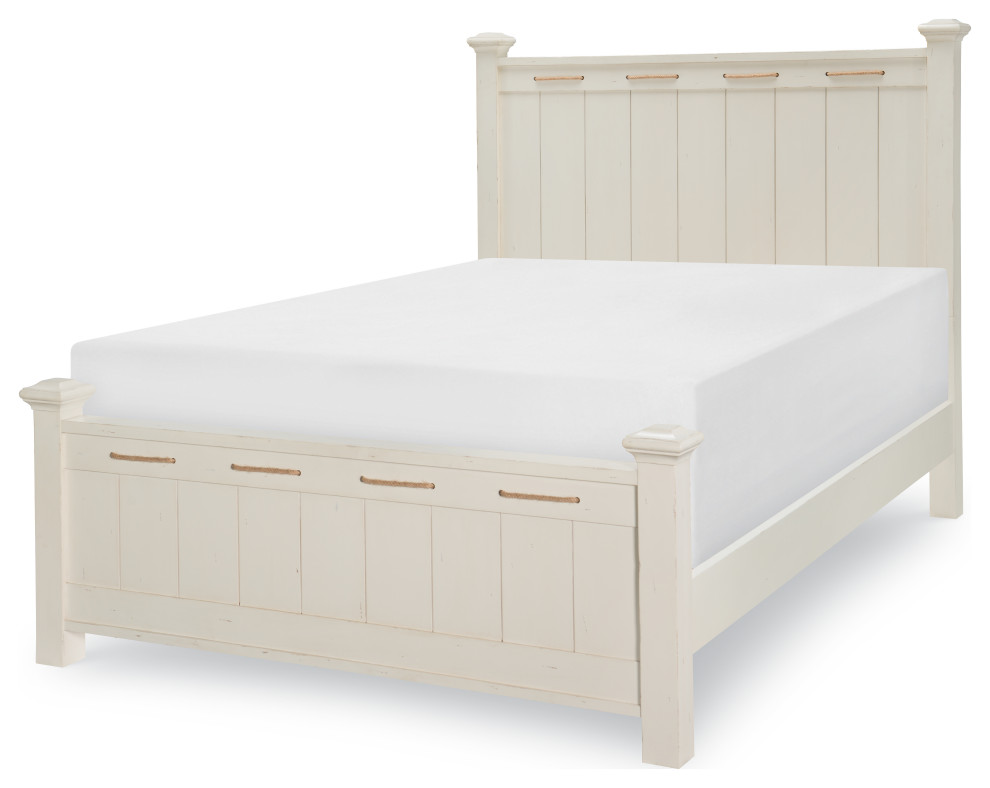 Lake House Low Post Headboard, Full, Distressed Pebble White Beach