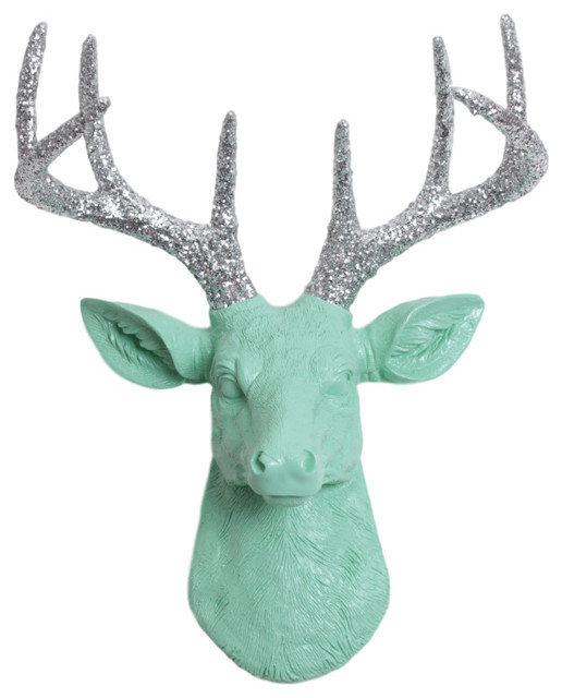 Mini Faux Deer Head Wall Mount Contemporary Sculptures By Mini Faux Deer Head Wall Mount Contemporary Sculptures By White Taxidermy