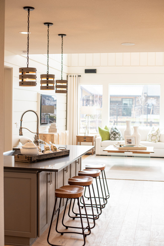 Example of a transitional kitchen design in Denver