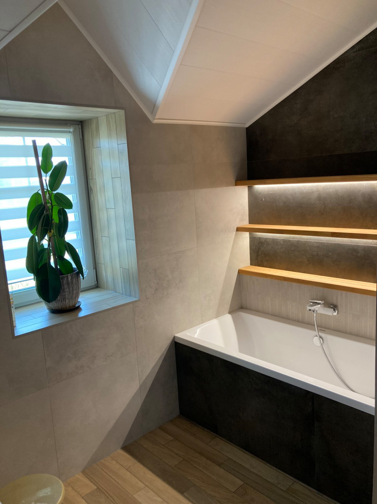 Реализация проекта санузла на марсардном этаже.