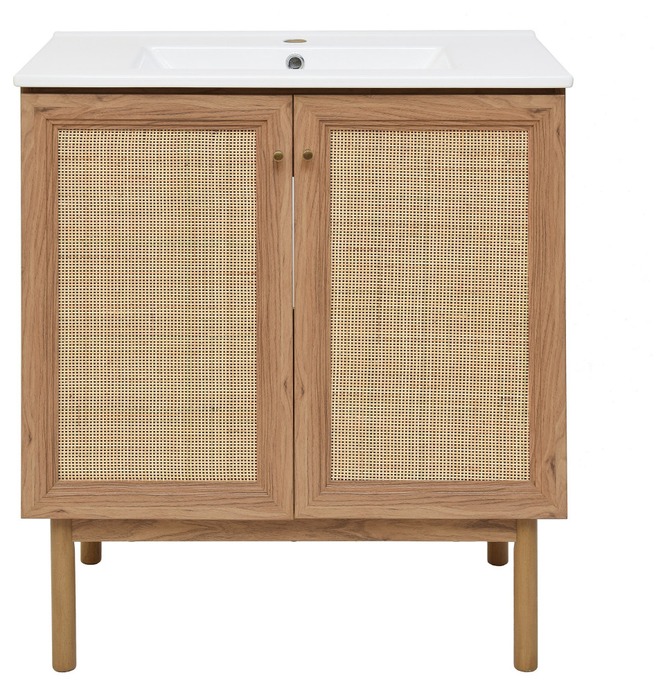 Classe 30" Bathroom Vanity, Oak Tropical Bathroom Vanities And Sink