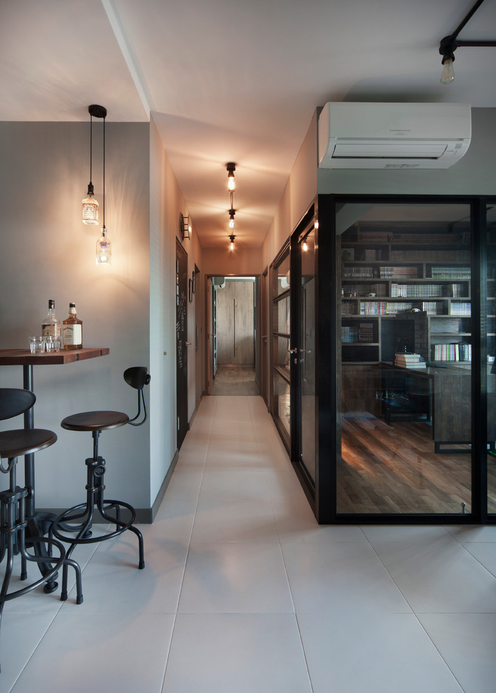 Design ideas for an industrial hallway in Singapore.