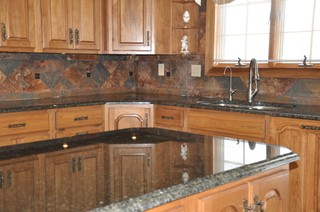 Granite Countertops and Tile Backsplash Ideas - Eclectic - Kitchen