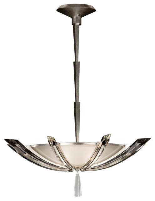 Fine Art Lamps 799040ST Vol de Cristal Platinized Silver Leaf Pendant