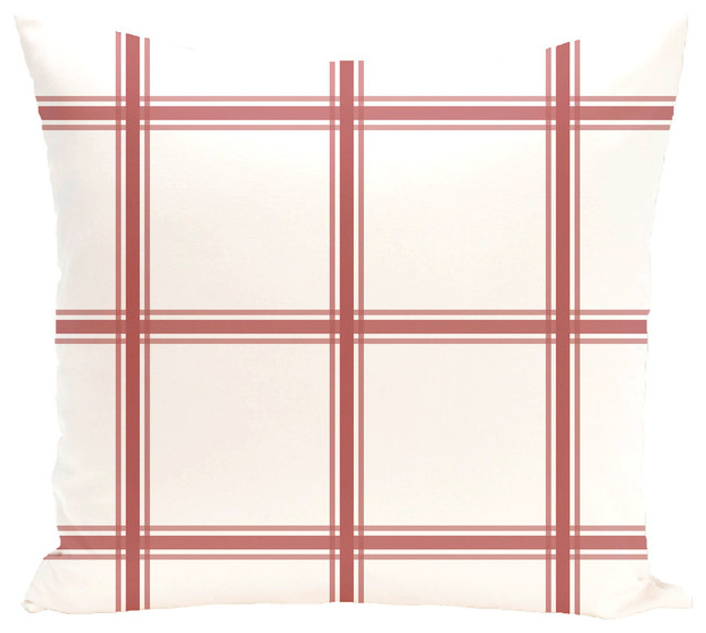 Windowpane Plaid Geometric Print Pillow Farmhouse Decorative