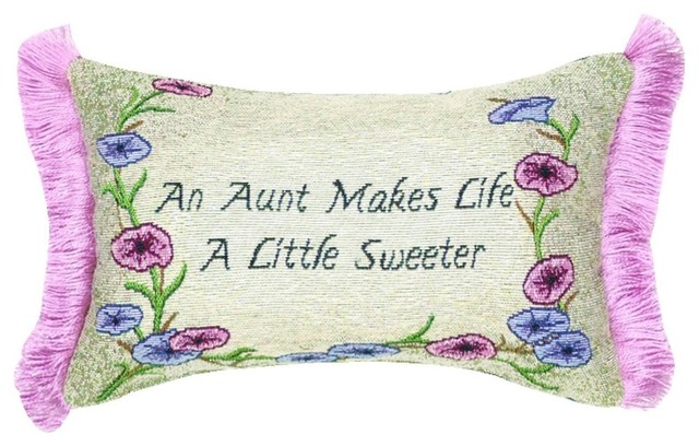 Aunt Makes Life, Word Pillow With Fringe - Contemporary - Decorative ...