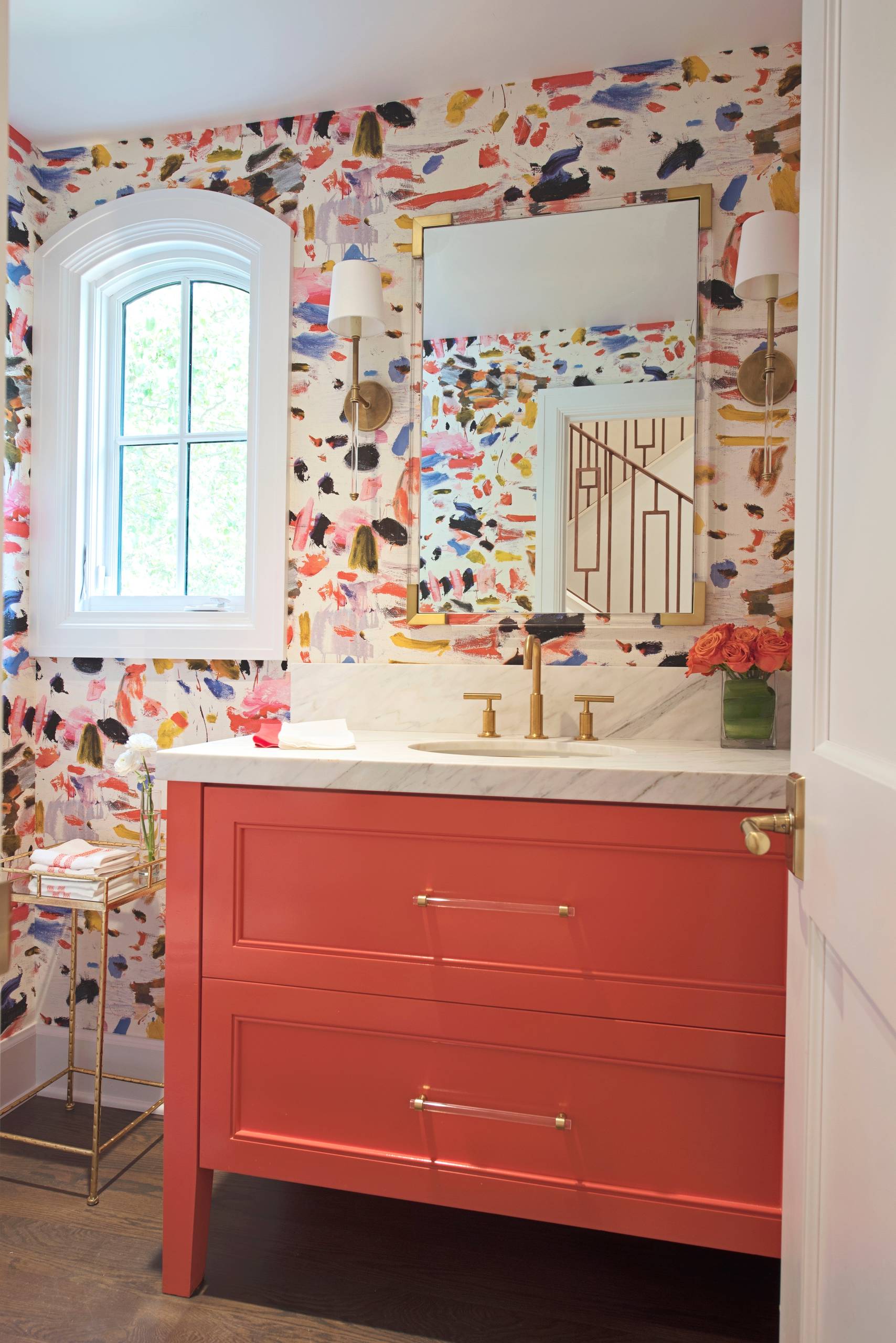 Colorful Confetti Wallpaper in a Cheerful Powder Room