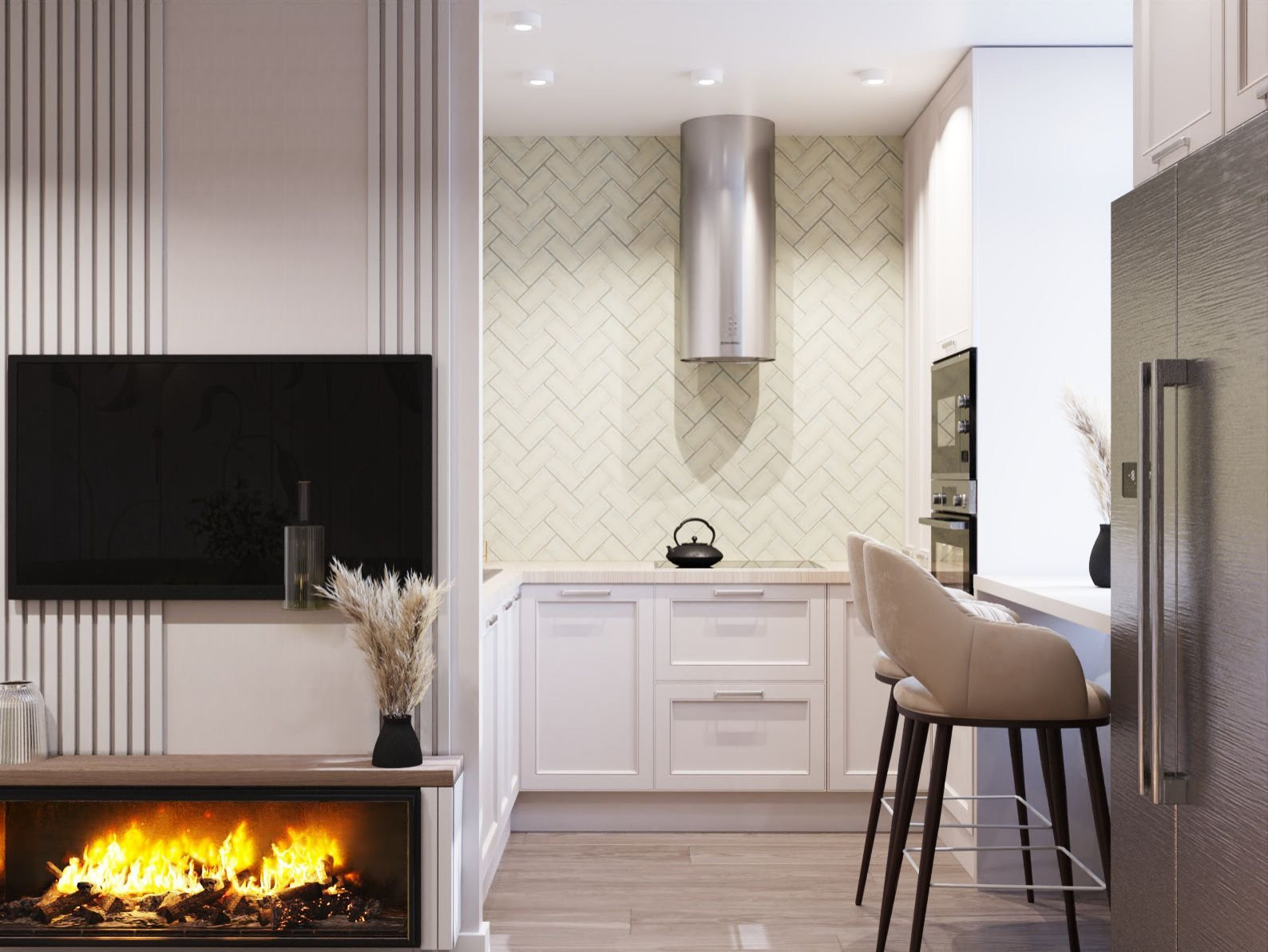 Дизайн кухни-гостиной