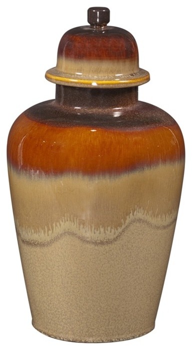 Howard Elliott Glossy Mocha & Merlot Ceramic Jar with Lid - Large